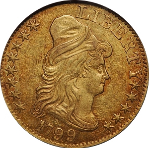 1799 $5 Gold Half Eagle Obverse