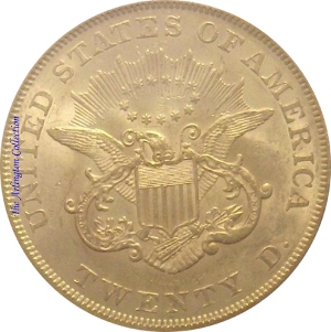 1853/2 Gold $20 Double Eagle Reverse