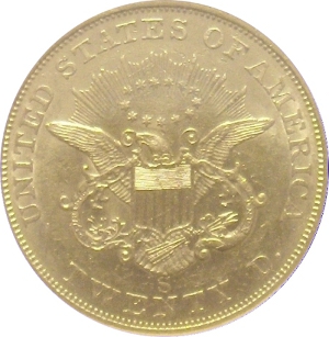 1854-S Gold $20 Double Eagle SS Republic Reverse