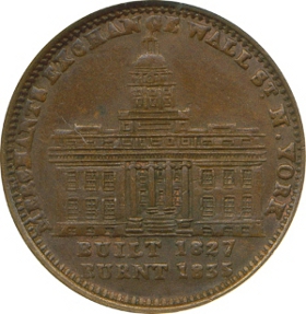 1837 1¢ Merchants Exchange Hard Times Token Obverse