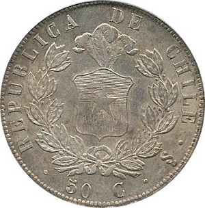 1856 Chile 50 Centavos Reverse